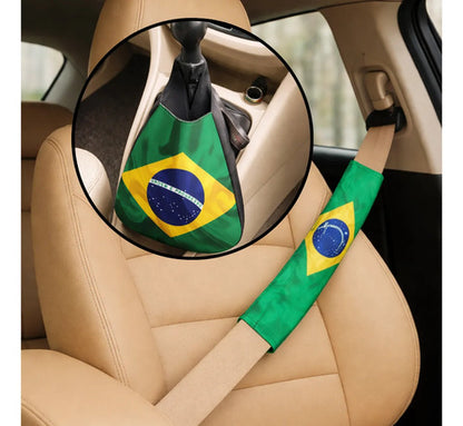 Kit Lixeira E Protetor De Cinto Carro Copa Automotivo Verde