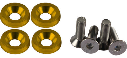 Parafuso / Anilha Placa Carro Anodizado - Amarelo