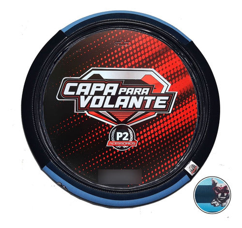 Capa De Volante Em Neoprene Preto - Bull Dog Azul