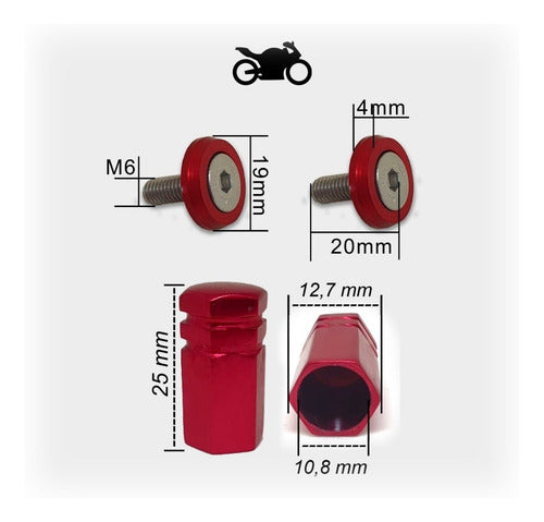 Anilha Placa + Tampa De Válvula Moto Sextavada - Vermelho