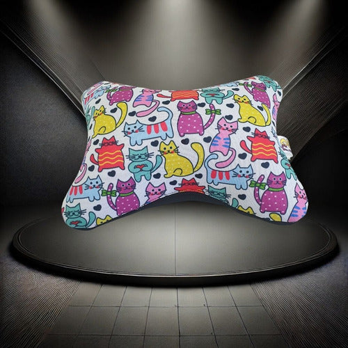 Almofada Apoio Cervical De Pescoço Para Carro- Gato Colorido