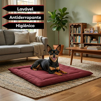 Colchonete Caminha Pet Almofada Cachorro Gato Porte Pequeno Vinho Liso
