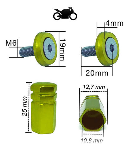 Anilha Placa + Tampa De Válvula Moto Sextavada - Verde