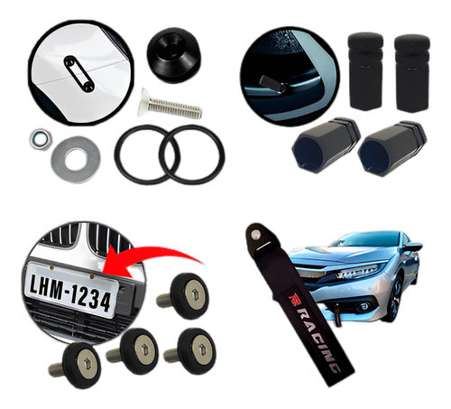 Tow Strap+trava Parachoque+tampa Valvula Red+parafuso - Pret