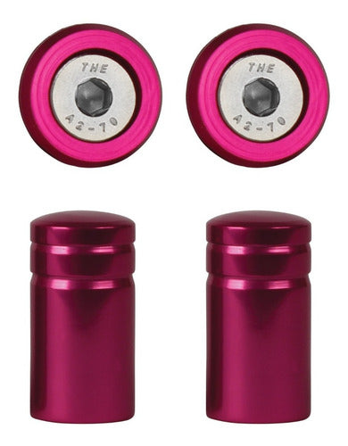 Parafuso De Placa + Tampa De Válvula Moto Redonda - Rosa