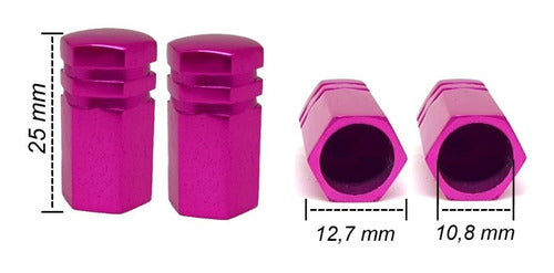 Tampa De Válvula Pneu Carro Sextavada Grande 4pçs - Rosa