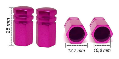 Tampa De Válvula Pneu Carro Sextavada Grande 4pçs - Rosa