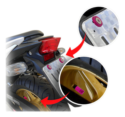 Anilha Placa + Tampa De Válvula Moto Sextavada - Rosa