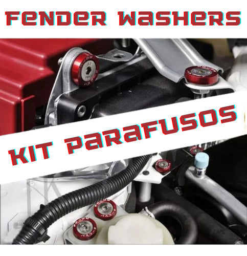 Parafusos Kit Fender Washers 8 Peças E Placa Carro / Moto M6