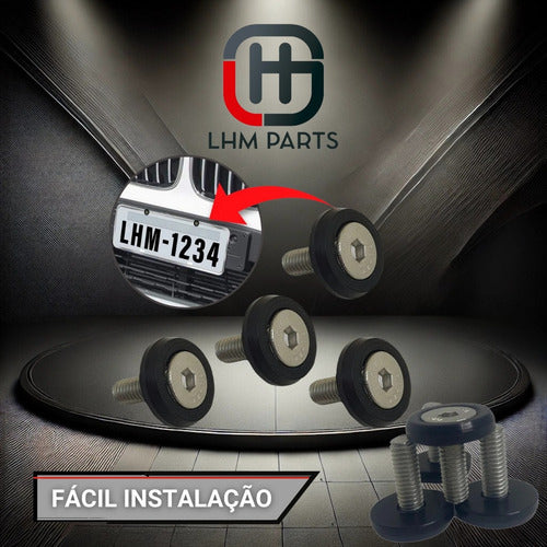 Parafuso / Anilha Placa Carro  Moto Anodizado - Preto