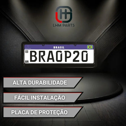 Moldura De Placa Carro Mercosul -universal Preta Lisa - Par