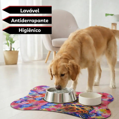 Tapete Comedouro Pet Antiderrapante Americano Cachorro Gato