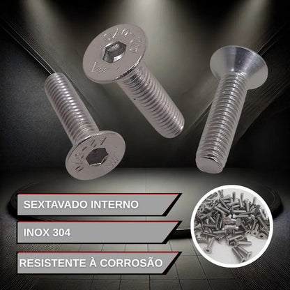 Parafuso Allen Inox Com Cabeça Conica Chata M6 X 20mm 50 Pçs
