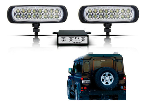Farol Auxiliar Slim Estrobo Preto 16 Leds 3 Em 1 -branco 12v