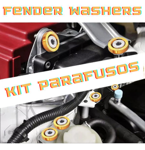 Parafusos Kit Fender Washers 8 Peças E Placa Carro / Moto M6