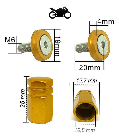 Moto Parafuso De Placa E Tampa Válvula Sextavada - Amarelo