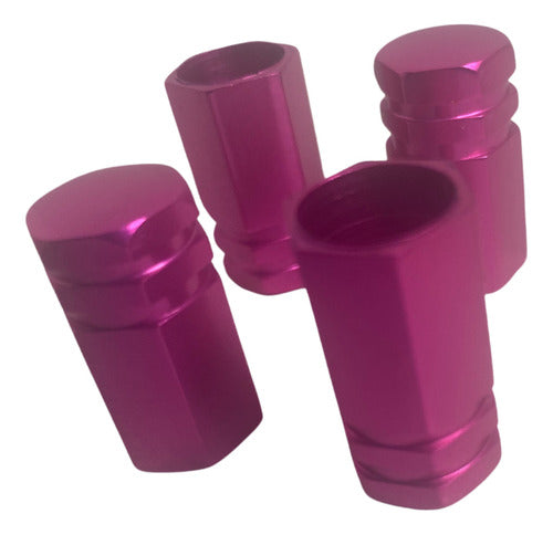 Tampa De Válvula Pneu Carro Sextavada Grande 4pçs - Rosa