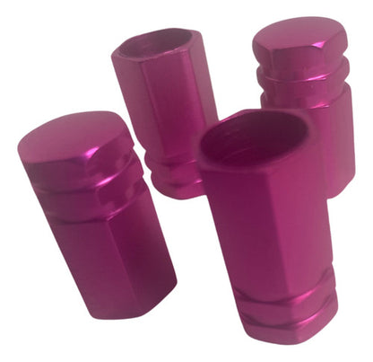 Tampa De Válvula Pneu Carro Sextavada Grande 4pçs - Rosa