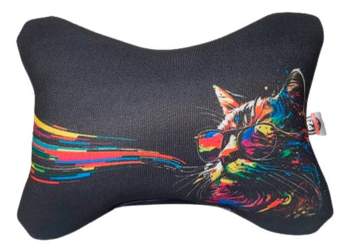 Almofada Apoio Cervical De Pescoço Para Carro - Gato Óculos