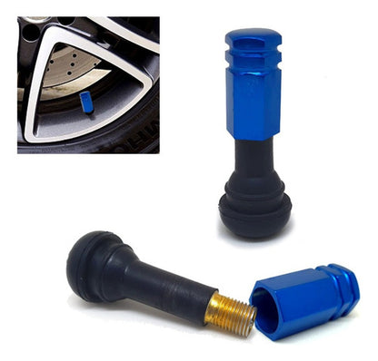 Tampa De Válvula Pneu Carro Sextavada Grande 4pçs - Azul