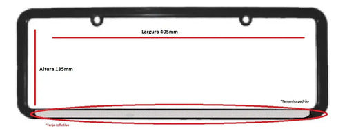 Moldura De Placa Carro -universal Preta Refletiva - Par