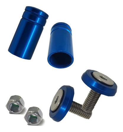 Parafuso De Placa + Tampa De Válvula Moto Redonda - Azul