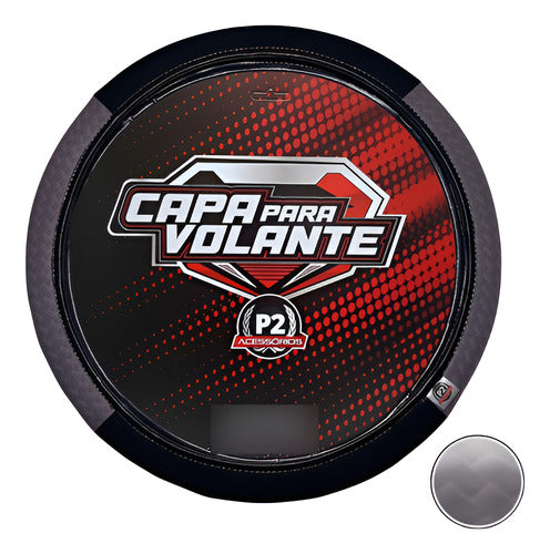 Capa De Volante Em Neoprene Preto - Cinza