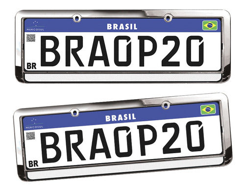 Moldura De Placa Cromada Refletiva (par)