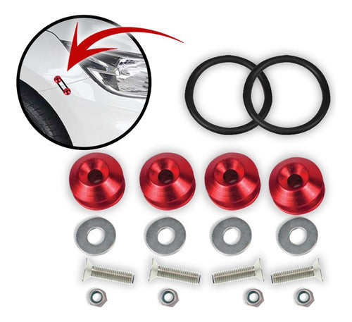 Tow Strap+trava Parachoque+tampa Valvula Red+parafuso - Verm