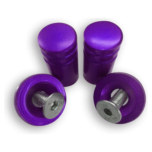 Parafuso De Placa + Tampa De Válvula Moto Redonda - Roxo