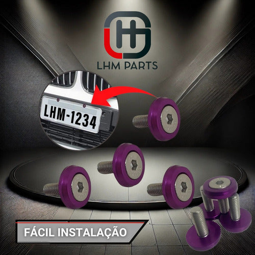 Parafuso / Anilha Placa Carro Anodizado - Roxo