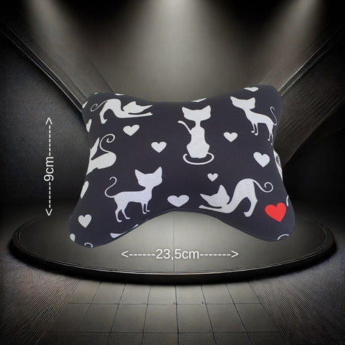 Almofada Apoio Cervical De Pescoço Para Carro - Gato Branco