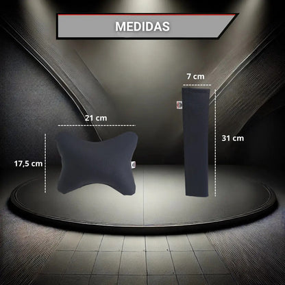 Kit 2 Protetores + 2 Almofadas Apoio Cervical Cinto Carro Preto