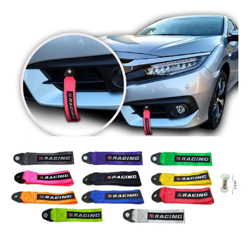 Tow Strap Hook Cinta Reboque Engate Parafusado /varias Cores
