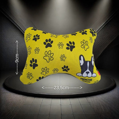 Almofada Apoio Cervical De Pescoço P Carro Bulldog Amarelo