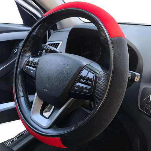 Capa De Volante Em Neoprene Preto - Vermelho