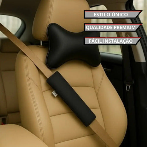Kit Protetor + Almofada Cinto Segurança Carro Apoio Preto