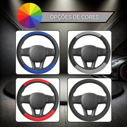 Capa De Volante Em Courvin Couro Esportivo P/carro Universal
