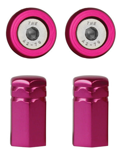 Anilha Placa + Tampa De Válvula Moto Sextavada - Rosa