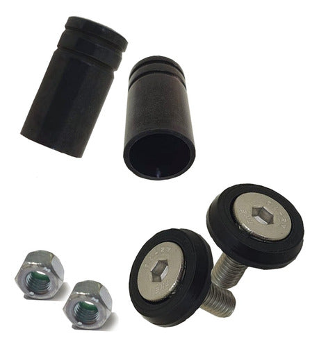 Parafuso De Placa + Tampa De Válvula Moto Redonda - Preto