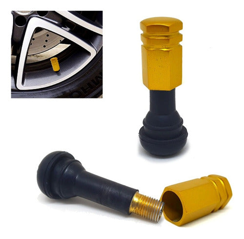 Tampa De Válvula Pneu Carro Sextavada Grande 4pçs - Amarelo