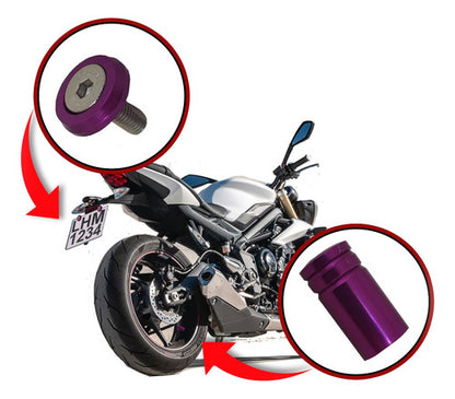 Parafuso De Placa + Tampa De Válvula Moto Redonda - Roxo