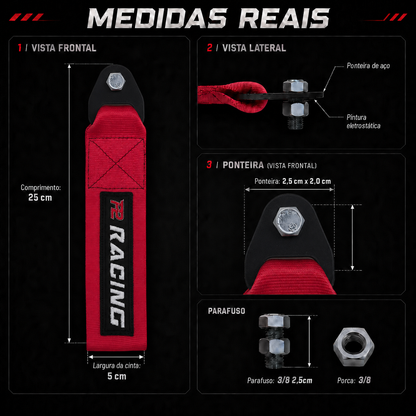 Tow Strap Hook Cinta de Reboque Decorativa Com Engate Parafusado - Várias Cores - P2 Racing