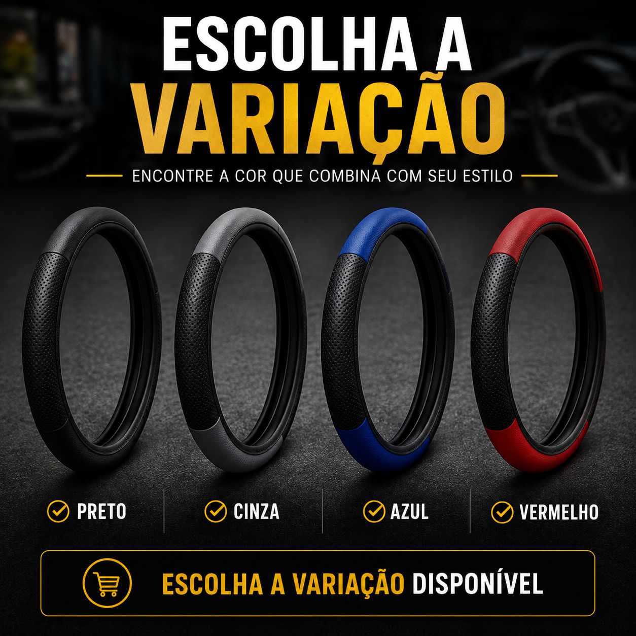Capa de Volante Esportiva em Courvin (Couro SIntético) 38cm