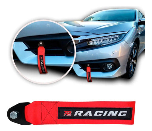 Tow Strap Hook Cinta Reboque Engate Parafusado - Vermelho