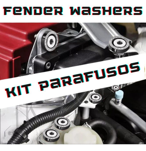 Parafusos Kit Fender Washers 8 Peças E Placa Carro / Moto M6