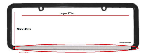 Moldura De Placa Carro -universal Preta Refletiva - Par