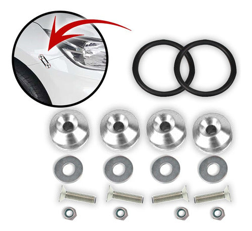 Kit Tow Strap+trava Parachoque+tampa Valvula+parafuso Prata