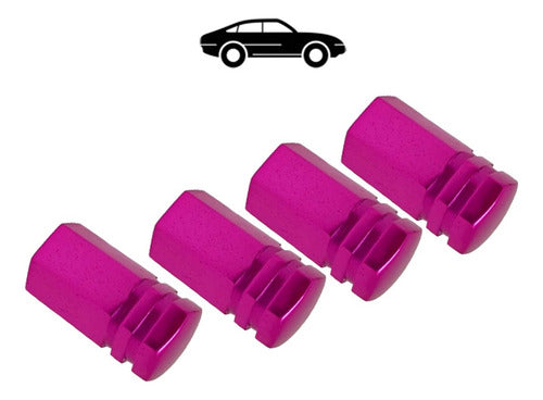 Tampa De Válvula Pneu Carro Sextavada Grande 4pçs - Rosa