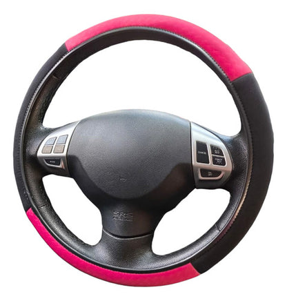 Capa De Volante Em Neoprene Preto - Rosa